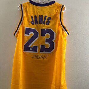 LEBRON JAMES SIGNED LA LOS ANGELES LAKERS AUTOGRAPHED CUSTOM JERSEY W/COA XL 526